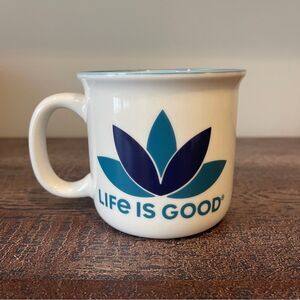 Life Is Good Happy Camper Enamel White Coffee Mug